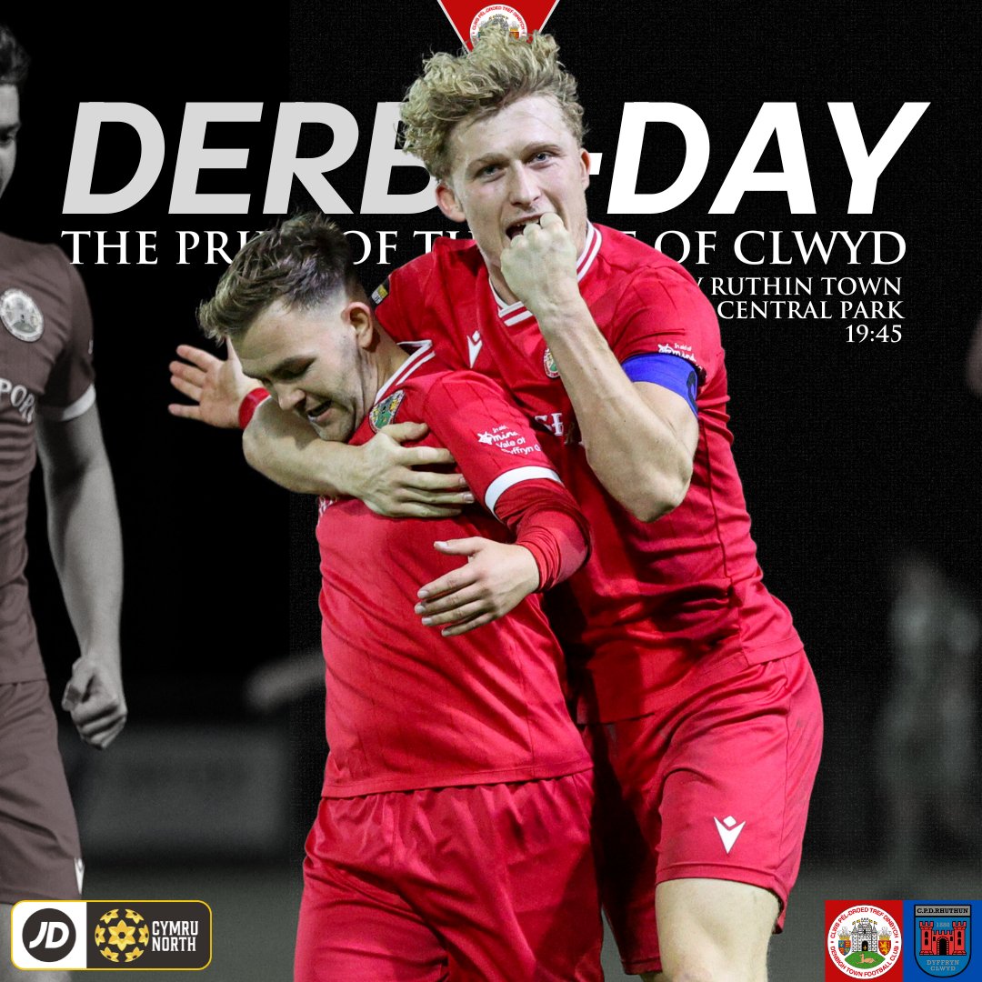𝐃𝐄𝐑𝐁𝐘 𝐃𝐀𝐘 👊 

The Vale of Clwyd Derby comes to Central Park 👀 

🆚 Ruthin Town
⏰ 19:45
🏟️ Central Park
🏆 JD Cymru North

#DTFC