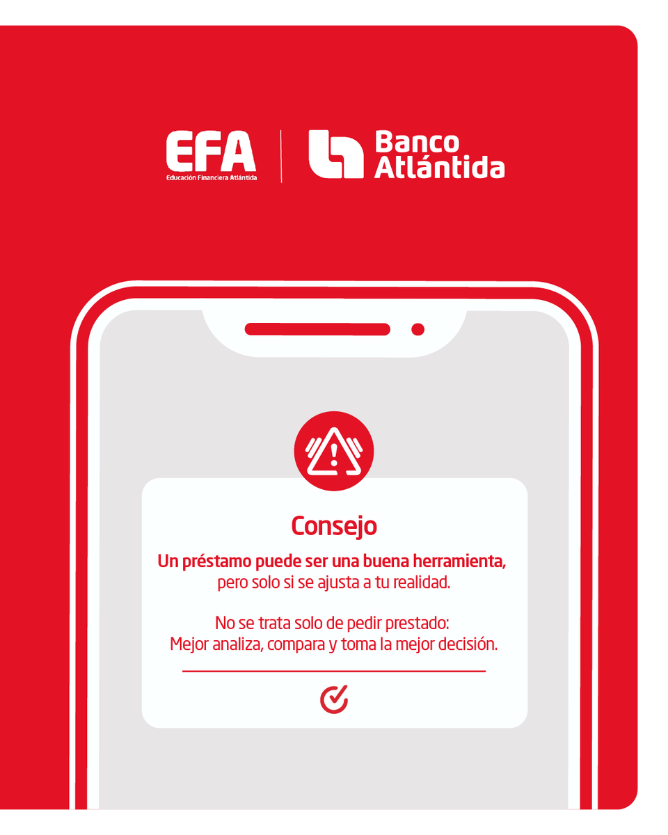Antes de sacar un préstamo, es clave informarse y evaluar las opciones con calma. 💡

🚀 Un crédito bien utilizado puede ser el impulso que necesitas para crecer, emprender o cumplir tus objetivos.

#EducaciónFinancieraAtlántida #BancoAtlántida #ManejoDeDeudas #CréditoResponsable