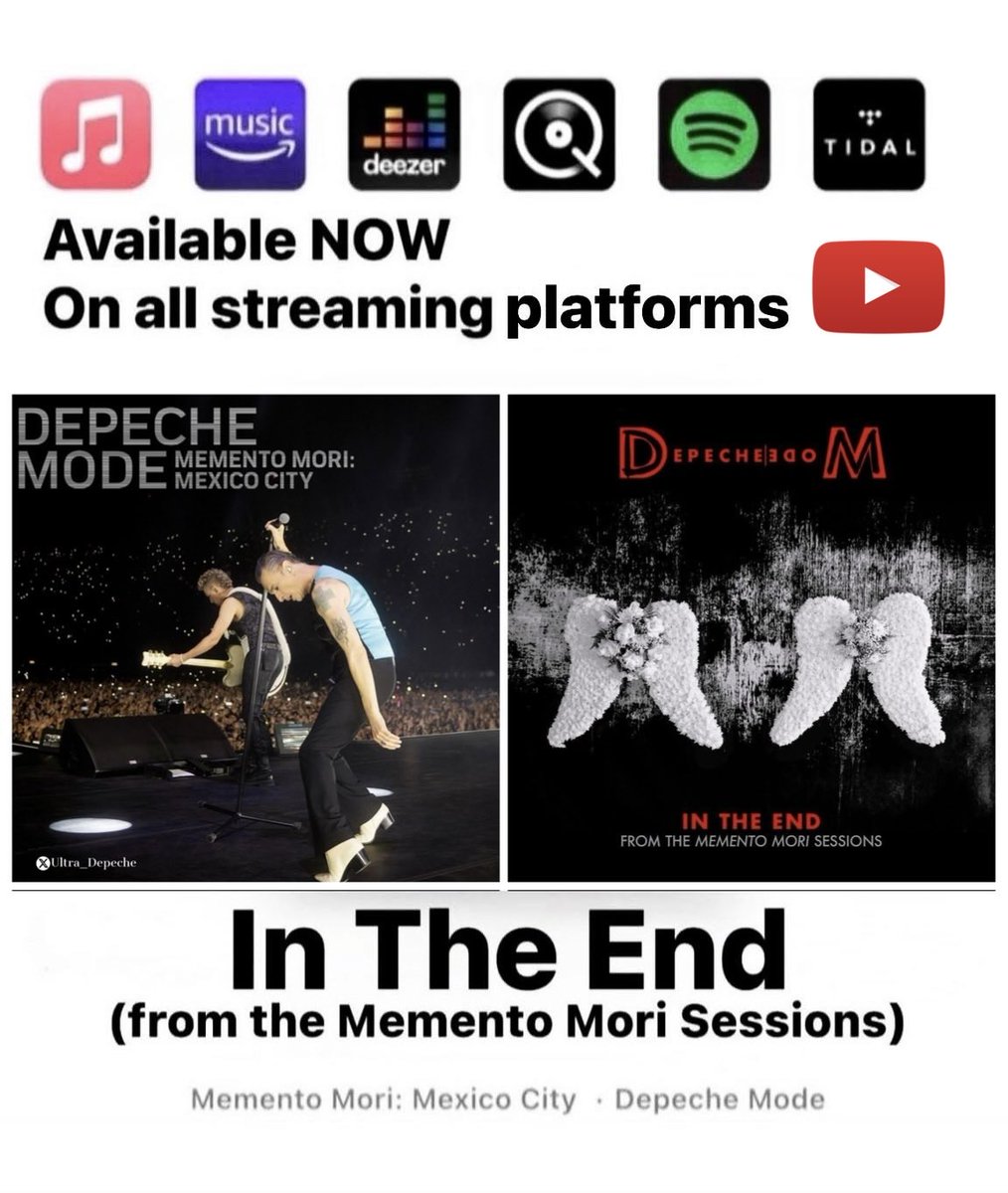Ultra_Depeche's tweet photo. NEW MUSIC OUT NOW 🎶 🎵 
“In The End” - Depeche Mode
(from the Memento Mori Sessions) 
Available on all streaming platforms.
(24 October 2025) #DepecheMode 
https://t.co/jSupkBWm6u 
https://t.co/R7XJxmhQEy https://t.co/ViVacRYFQi