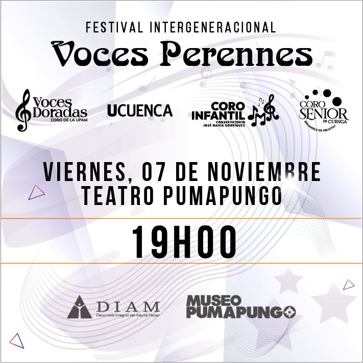 CuencaUpam's tweet photo. ¡Vive una noche llena de música y emoción! ✨
El Festival Intergeneracional “Voces Perennes” te invita a disfrutar de un concierto único
Adquiere tus entradas en nuestras oficinas, ubicadas en las calles Condamine 12-21 y Tarqui
Horario de atención: 09h00 a 12h30 y 15h00 a 18h00 https://t.co/qUhhFnhj5Q