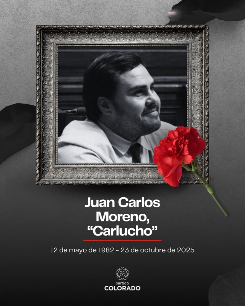 Lamentamos el fallecimiento del exdiputado colorado Juan Carlos “Carlucho” Moreno. Lo recordamos con respeto y afecto: un colorado alegre, trabajador incansable y, ante todo, un buen hombre. Acompañamos con pesar a su familia, amigos y correligionarios.