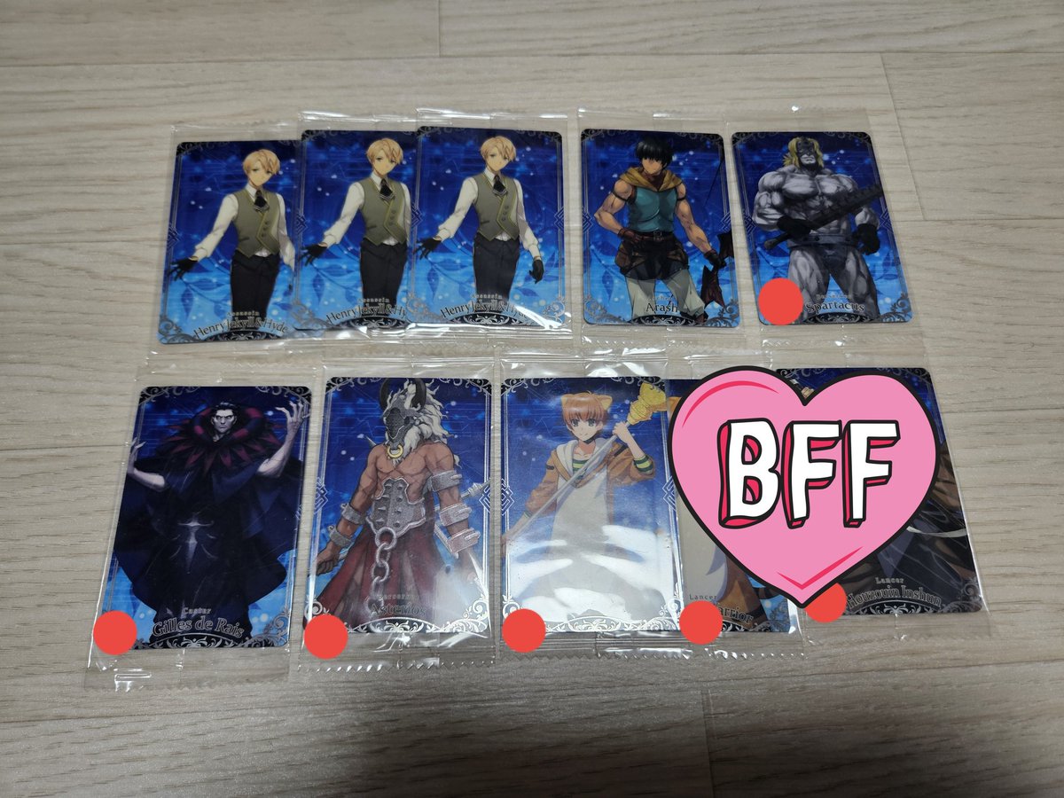 페그오 fgo 페이트 그랜드 오더 웨하스 카드 카르나 아르주나 홈즈 공명 고흐 서복 코마히메 아마쿠사 시로 브륀힐드

장당 3,000원

교환은 ✨모르간, 바반시, 수반시✨ 로만 받습니다
다대일 교환 가능

첫번째 사진 웨하스는 적힌 숫자만큼 3, 4번 사진에서 추가로 들고가주세요