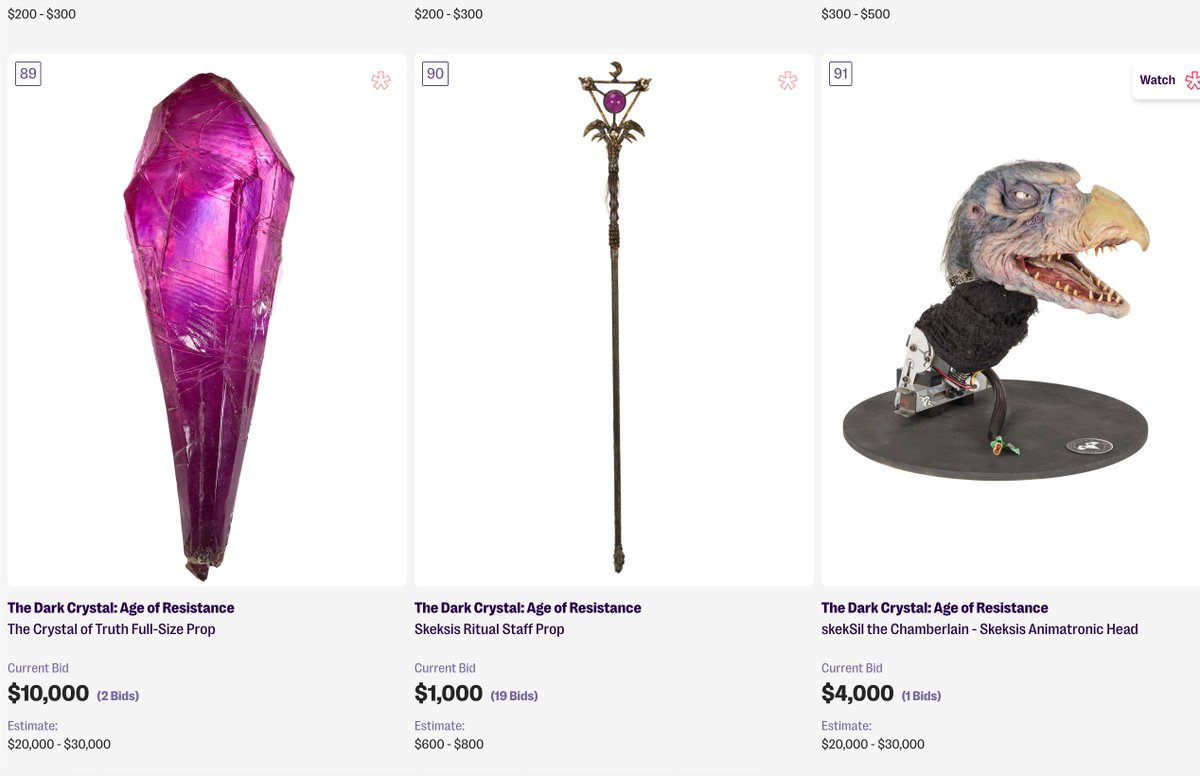 TimothyFraley's tweet image. The Jim Henson Company auctioning off their Dark Crystal Age of Resistance props.  There goes my hopes of ever getting a season 2 😢
