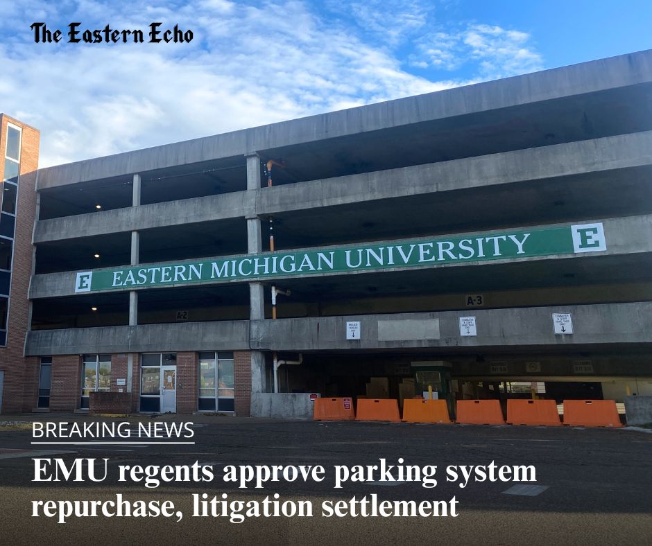 EMU regents approved a plan today to terminate EMU’s existing parking system contract, repurchase the parking system and settle litigation surrounding the agreement and the unused campus parking garage.

Click the link for more information:
easternecho.com/article/2025/1…