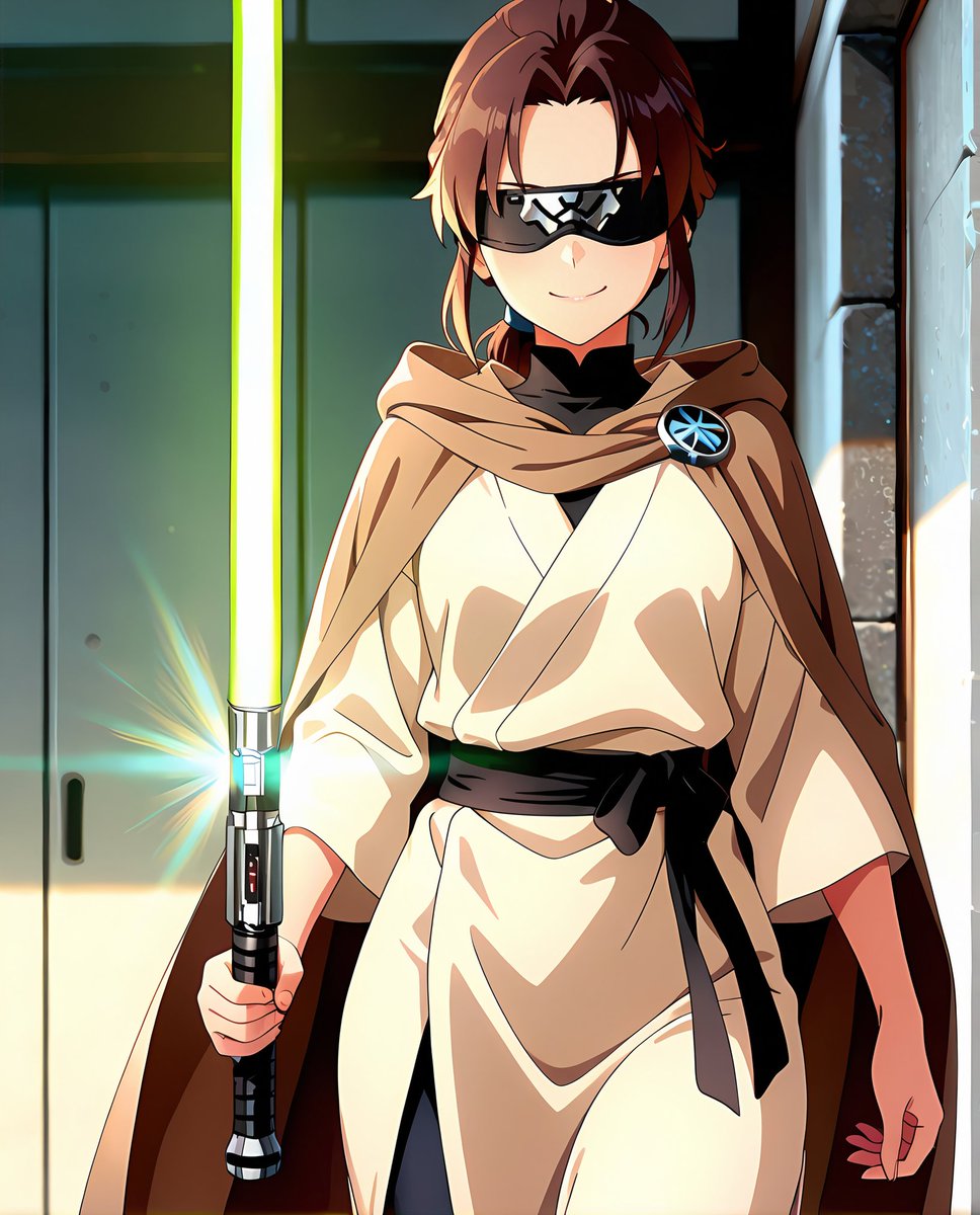 ZCheatwood1's tweet image. #AIArt #AIGeneratedArt #AICharacterDesign #AIAnimeArt #lightsaber #starwars #jedi #OC