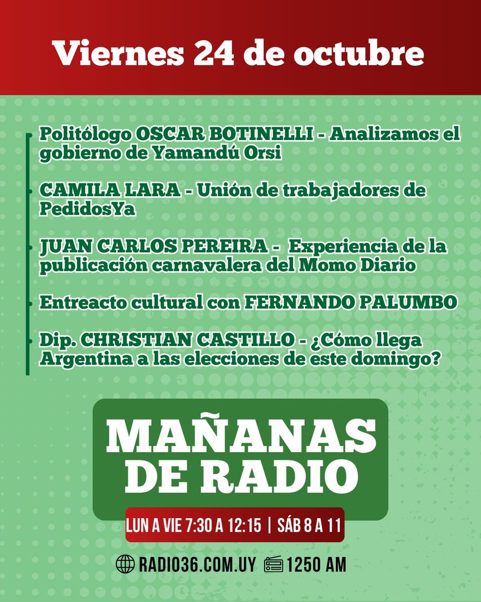 Este viernes los esperamos en Mañanas de Radio.