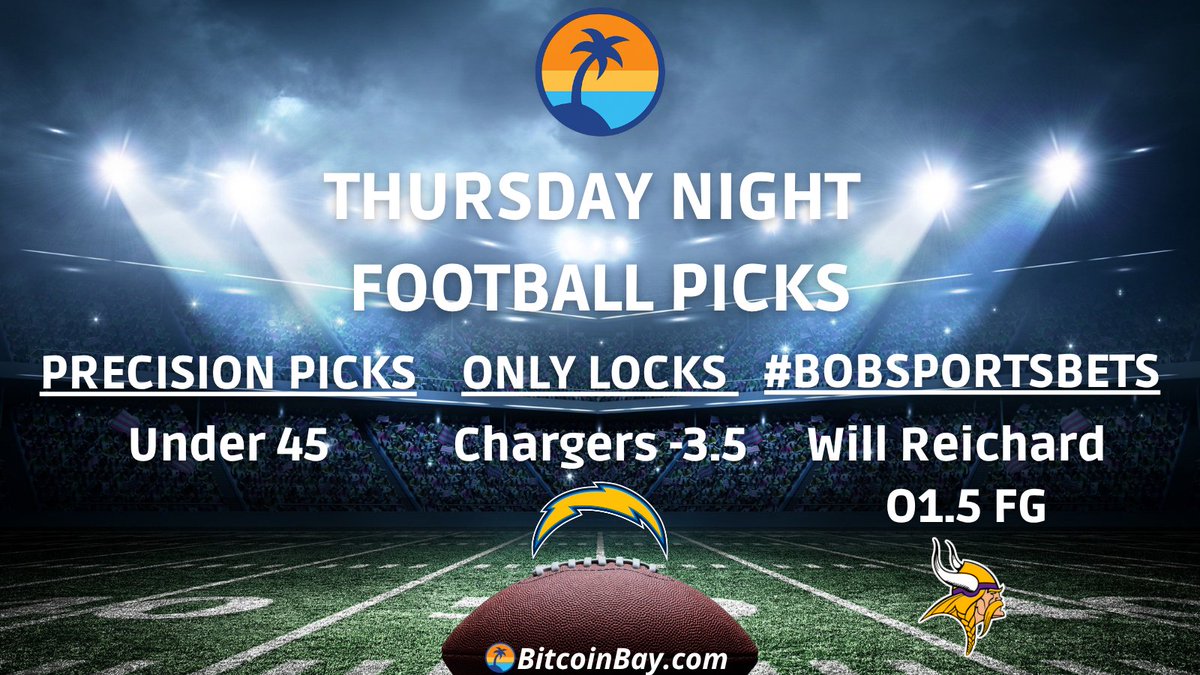 Bitcoin Bay (@bitcoinbay_com) on Twitter photo 🏈Thursday Night Picks🏈
<a href="/_PrecisionPicks/">Precision Picks</a> 
🎯Under 45
<a href="/OnlyLocksPicks/">Only Locks</a> 
🔒Chargers -3.5
<a href="/BobSportsBets/">#BobSportsBets</a> 
🏈Will Reichard O1.5 FG
🚨Special Promo🚨
👉Comment who you're tailing
👉Screenshot Ticket #
👉Winners receive up to $100
#GamblingTwiiter #GamblingX  #NFLPicks 🏈Thursday Night Picks🏈
<a href="/_PrecisionPicks/">Precision Picks</a> 
🎯Under 45
<a href="/OnlyLocksPicks/">Only Locks</a> 
🔒Chargers -3.5
<a href="/BobSportsBets/">#BobSportsBets</a> 
🏈Will Reichard O1.5 FG
🚨Special Promo🚨
👉Comment who you're tailing
👉Screenshot Ticket #
👉Winners receive up to $100
#GamblingTwiiter #GamblingX  #NFLPicks
