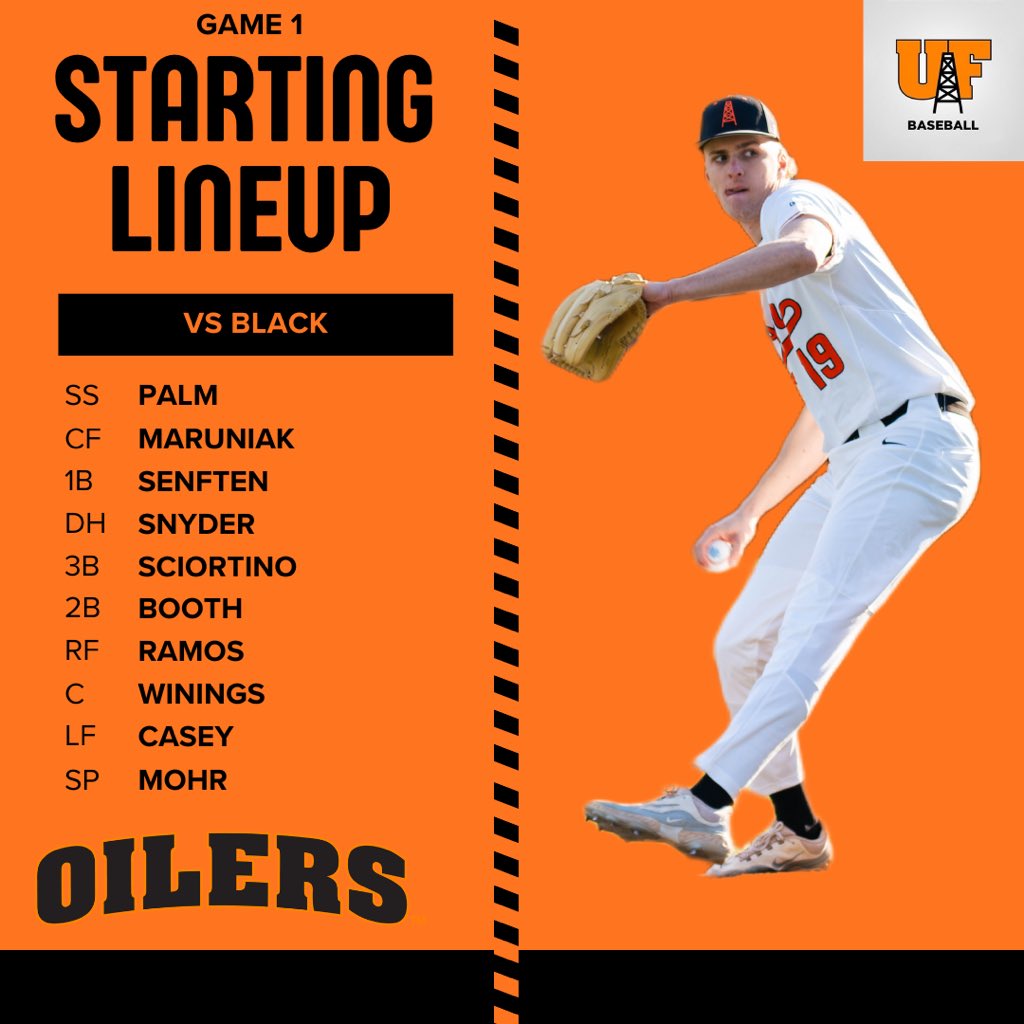The Lineups for Game 1 of the Black v. Orange World Series! 

First Pitch at 4:00pm Friday. 

#GoOilers #OilerNation #WorldSeries