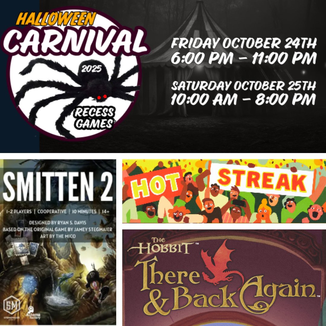 recessrumble's tweet photo. Halloween Carnival &amp; Sale Begins October 24th - https://t.co/4AC9maRJno

Bring a painted or carved pumpkin
Come in Costume
Win Games

New games - include: Smitten 2, Hot Streak, The Hobbit There &amp; Back Again, Witcher: Path of Destiny, Philharmonix, and much more... https://t.co/rKaRSVjtpp