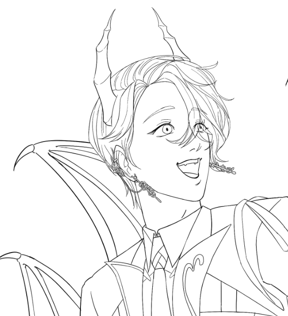 Askoyzr's tweet image. I lined Asmo. Sometimes I really wonder if he isn&apos;t my favorite bro to draw (he really is super pretty)

#obeyme #obeymeasmodeus #obeymefanart