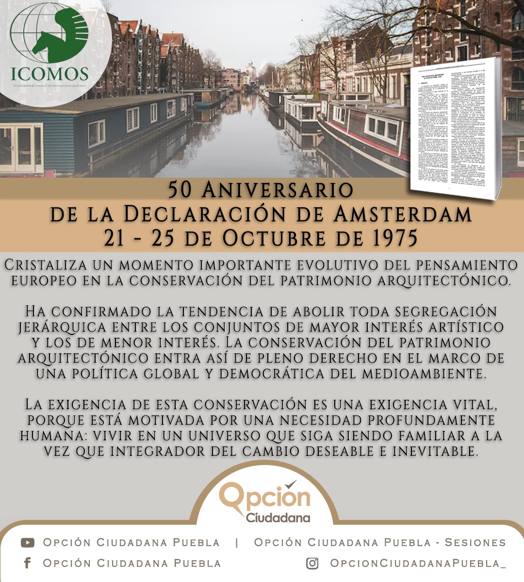 ernestogarciah_'s tweet image. 50 Aniversario de la Declaración de Amsterdam.
21 - 25 de Octubre de 1975.

#icomos #cartadeamsterdam #patrimonio #cultura #patrimonioedificado #futuro #historia #arquitectura #opciónciudadanapuebla
