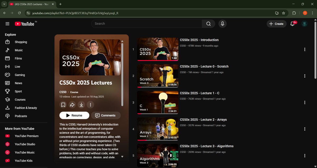 alamtaufeeq854's tweet image. Week 2 of @Harvard&apos;s @cs50x  ✅
C coding finally begins — from visual logic to real syntax.
Understanding compilers, variables, and loops made me see how computers think.

Prof. @davidjmalan  teaching = 🔥
Next up: Arrays and deeper logic!

#CS50 #LearningToCode #DevCommunity #CS
