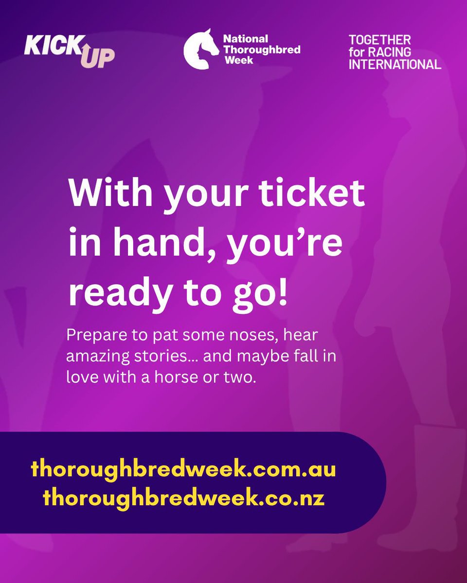 Three steps to register for a National Thoroughbred Week event:
 
1. Go to the website and find an event you’re keen to attend 
2. Create an account 
3. Book your spot 

Easy! And when you’re done, let us know in the comments where we’ll meet you 🤝🏽

#nationaltbweek