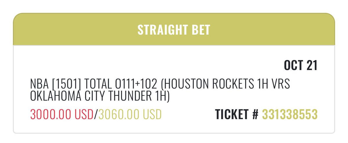 ❌[3] Rockets First Half Over 111