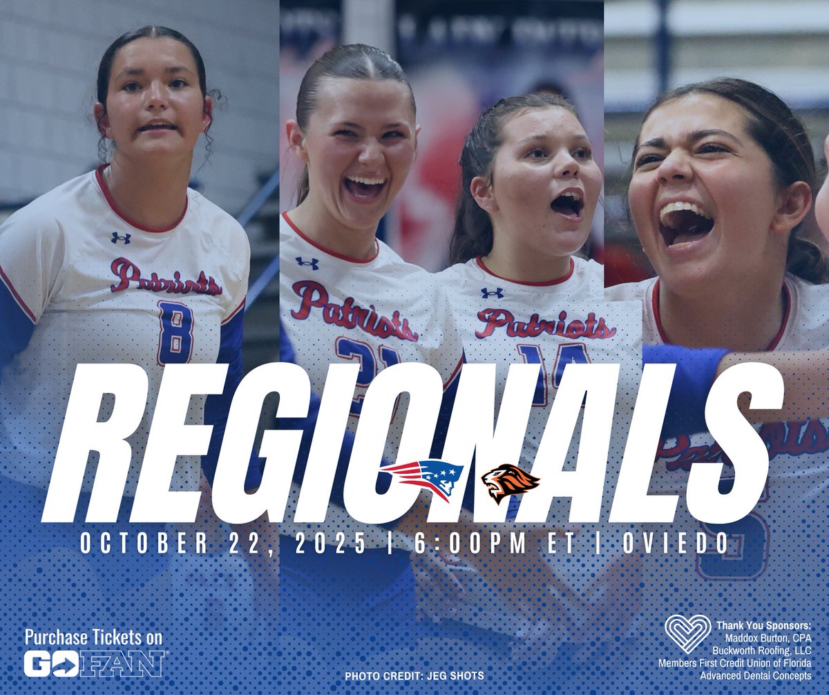 🎉 Let’s go, #PacePatriotsVolleyball!

🏐 Regional playoff vs. Oviedo
📅 Wed, Oct 22 | 🕕 6PM ET / 5PM CT
📍Oviedo High School

🎟️ Grab tickets on GoFan &amp; cheer loud or send your best wishes in the comments!

💙❤️ #LadyPatriots #GoPacePatriots

📸photo credits: jeg__shots