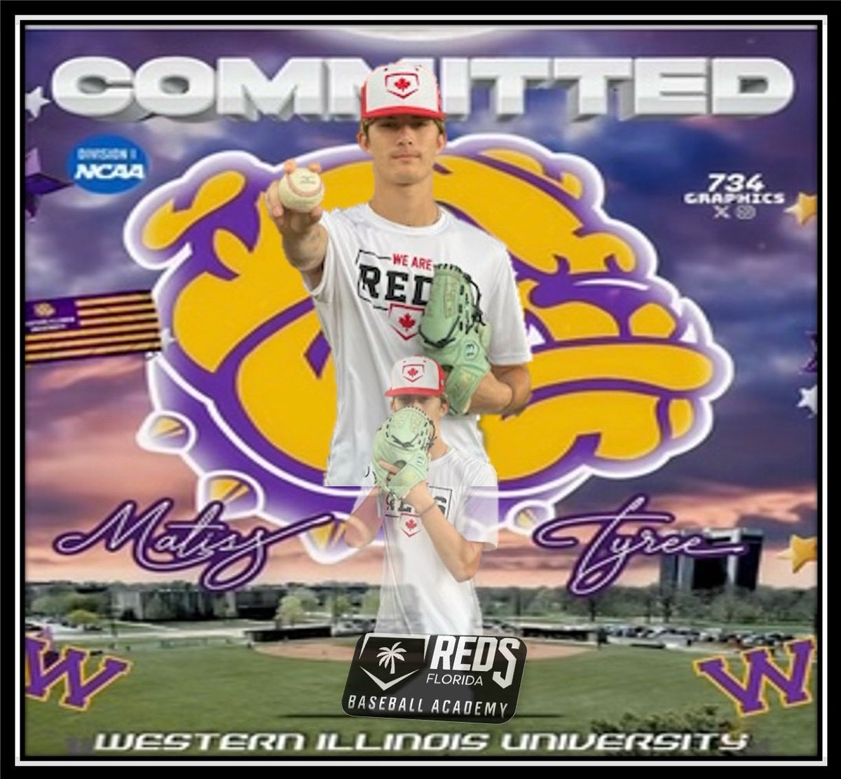 🚨 Commitment - Reds Florida Academy 🚨 

Congrats to Matiss Tyree ‘27 RHP on his commitment to Western Illinois University Div 1, Ohio Valley Conference. 

Matiss will join the Leathernecks for fall 2027. 

This young kid is an electric arm with a lot of room to grow over the