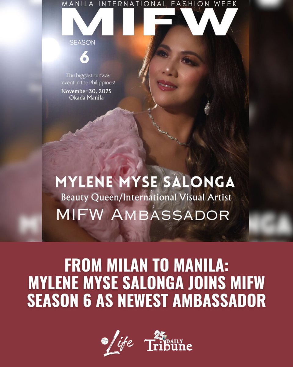 The Manila International Fashion Week (MIFW) proudly welcomes Mylene Myse Salonga as its newest Ambassador for Season 6, joining the prestigious ranks of fellow beauty queens Dr. Riza Oben Dormiendo and Sheralene Shirata. The event, founded and led by its CEO, Bench Bello, is set