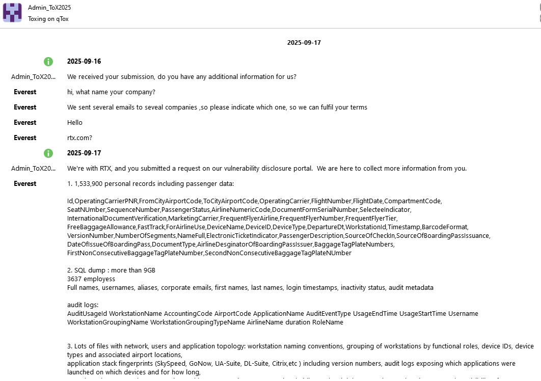 IntCyberDigest's tweet image. ‼️ When Collins Aerospace shut down its Multi-User System Environment (MUSE), it informed the press and filed with the SEC, claiming a ransomware attack.

This caused major European airports to halt passenger processing, stranding thousands and delaying numerous flights.

Turns…