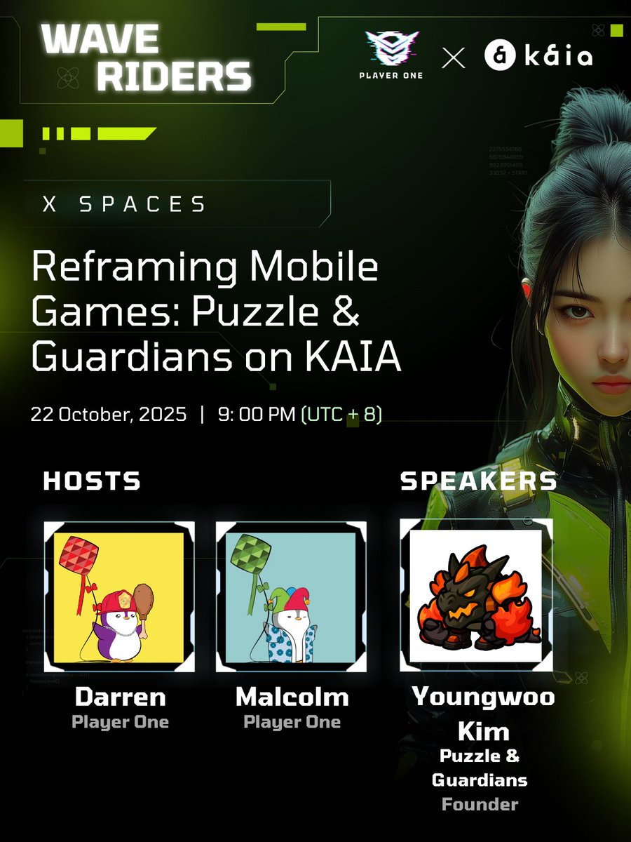 PlayerOneBit's tweet image. Watch out for tonight&apos;s session with @puzzleguardians! 
Calendar reminder set:
x.com/i/spaces/1Mnxn…