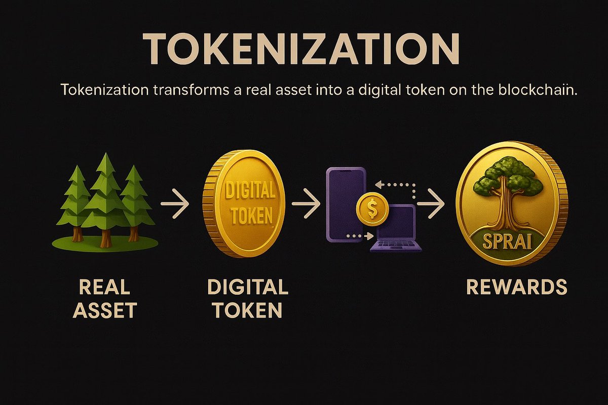 spraitoken's tweet image. Tokenization transforms real assets into digital ones — and SPRAI brings this power to sustainability 🌲✨

From trees to tokens, from nature to blockchain.
#SPRAI #Blockchain #GreenCrypto #Tokenization #BNBChain