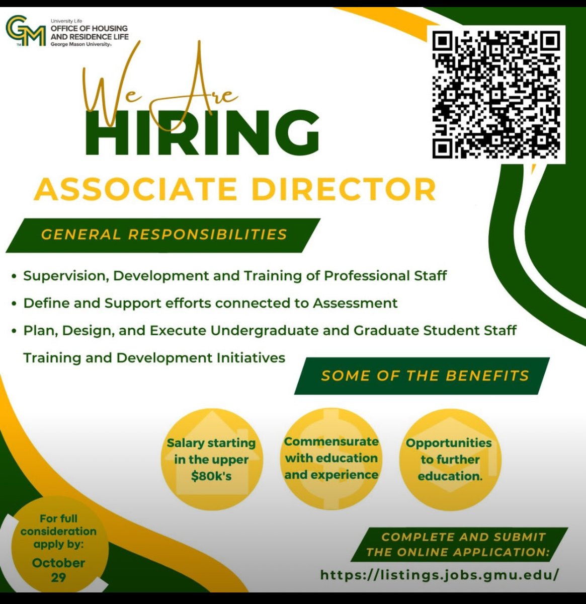 We are GROWING FORWARD! 

This is an incredible opportunity and time to join the HRL Magic at Mason! Consider applying or sharing this opportunity with your respective professional networks! 

listings.jobs.gmu.edu/jobs/associate… 

Happy to field any questions!

<a href="/GeorgeMasonU/">George Mason University</a> #GMU