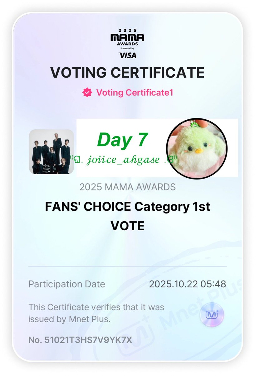 โพสต์แรกของวัน 22•10•2025 💚 Day 7 💚
ฝากรีทวิตให้ด้วยนะคะ รีเยอะๆ เลยจ้า 🙏🏻✌🏻
#2025MAMAVOTE #GOT7