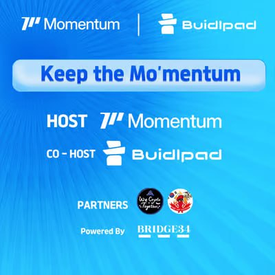🚀 Momentum x Buidlpad 밋업 개최! 🇰🇷

📅 일시: 10월 24일(목) 오후 3시 ~ 6시

🎯 이벤트: 럭키드로우 &amp; 퀴즈

💰 상품: $500 상당 Buidlpad 확정 할당 🎁

요즘 가장 핫한 프로젝트 Momentum이 Buidlpad와 함께 한국 밋업을 연다고 하네요!

최근 밋업 사례나 Buidlpad 성적 보면 휴가 쓰고 당장