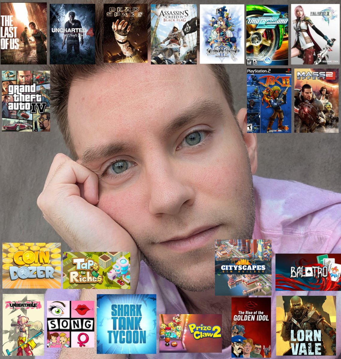 10 games to get to know me 😊 (at the top)  

And as a bonus, 10 games I've worked on (at the bottom) 😁