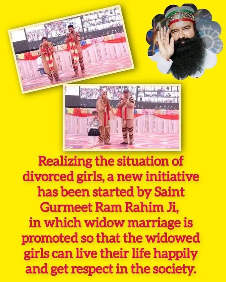 Nehainsan25's tweet image. There has always been discrimination against widows in the society. To improve their condition, Saint Gurmeet Ram Rahim Ji  started #NewLightofHope  Initiative under which they get marriages. This is RayofHope in their lives. #WidowsRemarriage