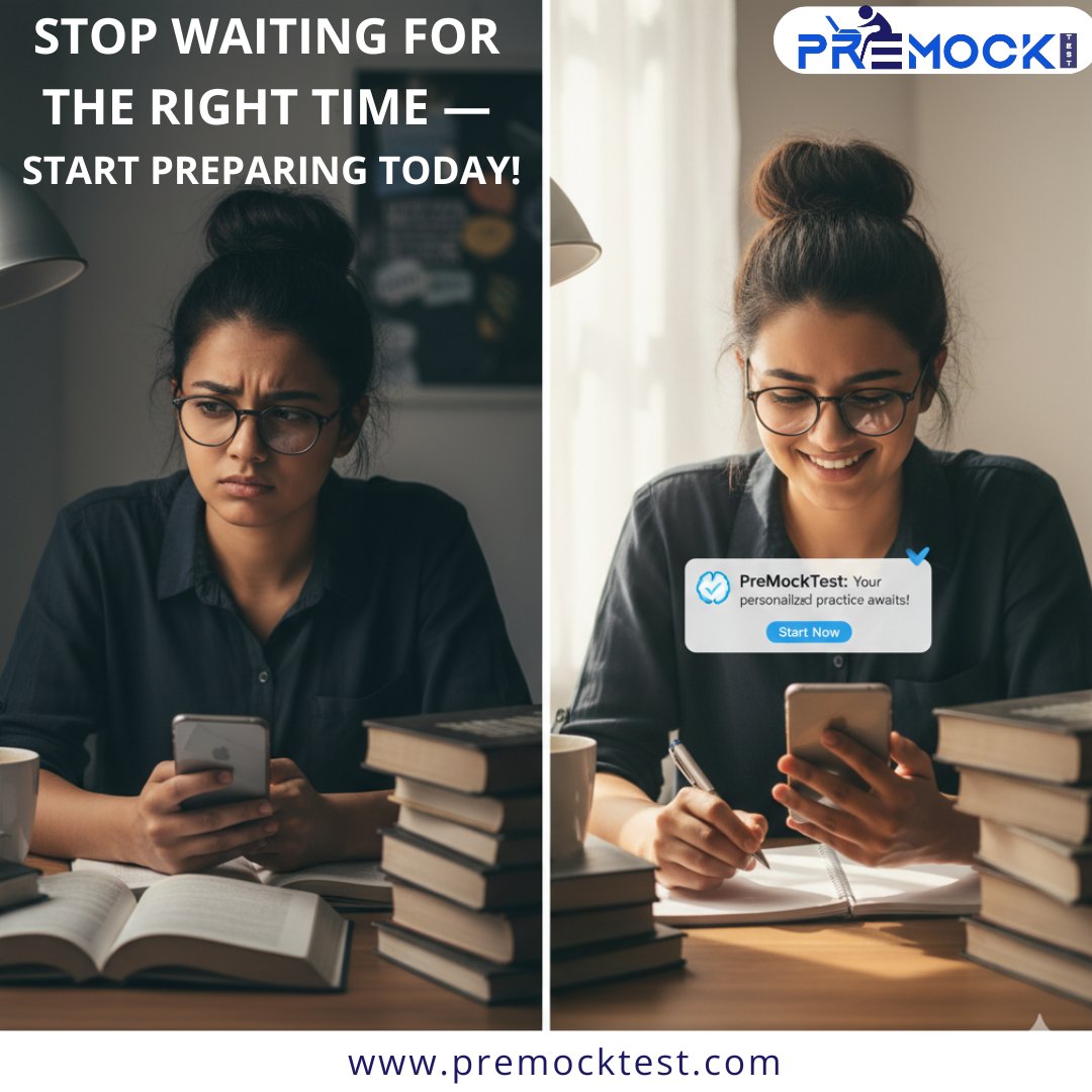 PremockT90018's tweet image. Stop waiting for the right time — start preparing today! #PreMockTest #ExamReady #StudyMotivation #KeepPracticing #DreamBigAchieveBig #StudySmart #PreparationStartsNow #GovtExamPreparation #OnlineMockTest #GovtJobAspirants #SSCPreparation #BankExamPrep #RRBExam #UPSCPreparation