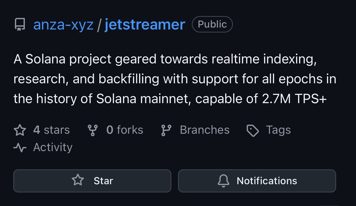 높은 TPS 성능을 보여주는 Jetstreamer GitHub 저장소 스크린샷