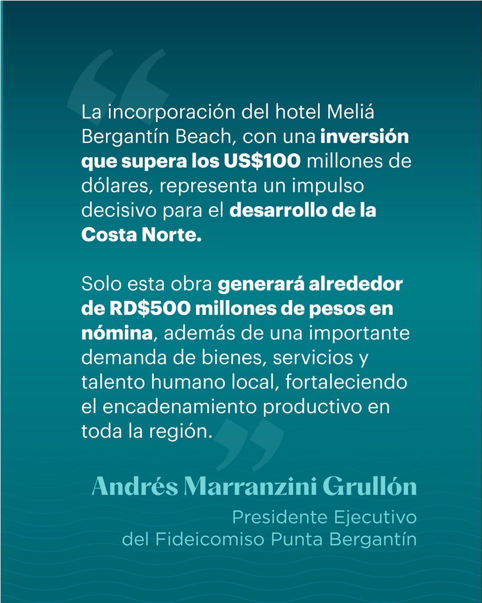 bergantinrd's tweet photo. Con la presencia del Presidente de República Luis Abinader Corona y otras distinguidas personalidades, el Grupo Puntacana y Meliá Hotels International dan inicio a las obras del Hotel Meliá Bergantín Beach, un proyecto que combina lujo, sostenibilidad y autenticidad. https://t.co/38RvM3cnDw