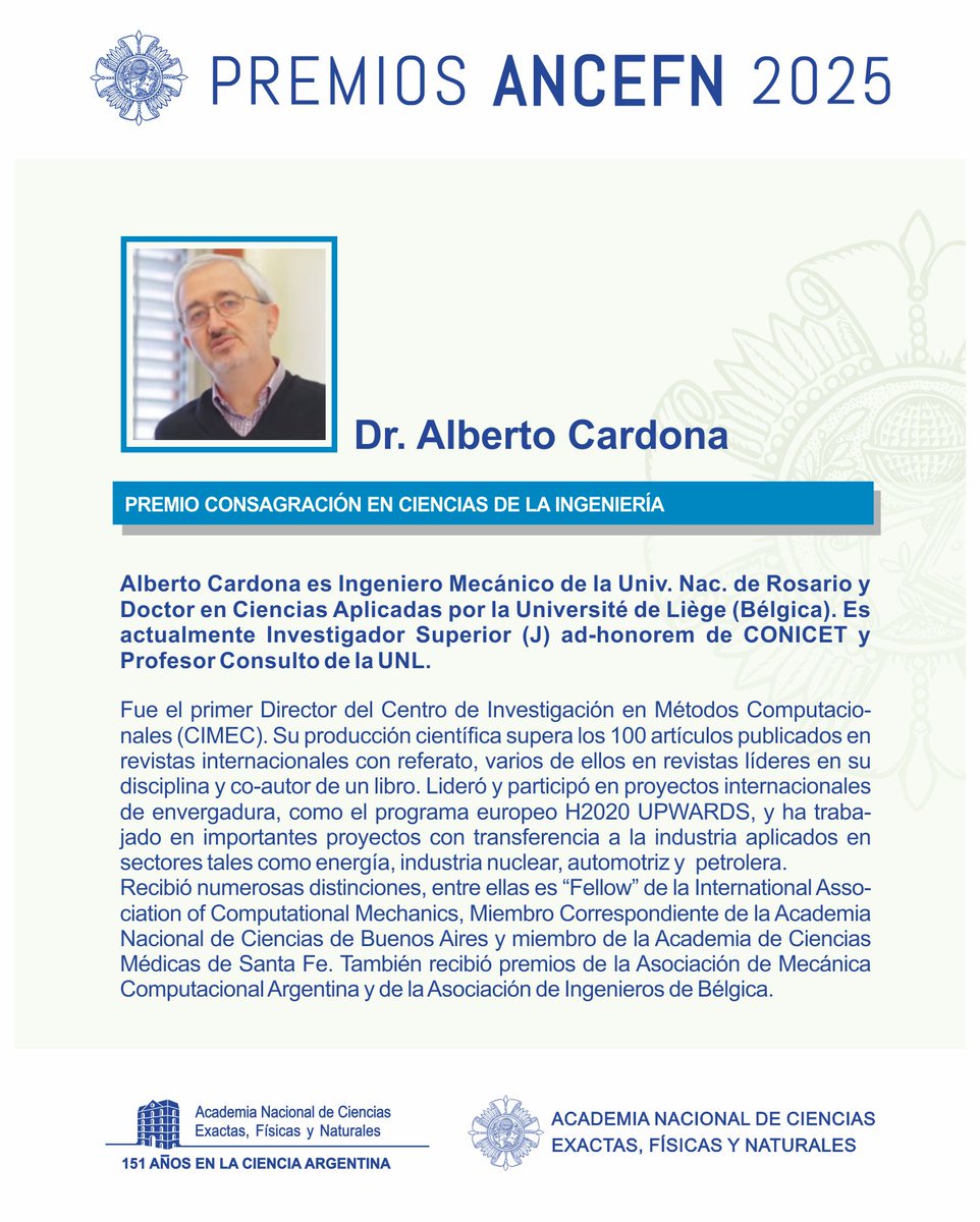 Premio ANCEFN 2025 Consagración en Ciencias de la Ingeniería:
Dr. Alberto Cardona

<a href="/UNRoficial/">UNR</a> <a href="/UniversiteLiege/">Université de Liège</a> <a href="/CONICETDialoga/">CONICET Dialoga</a> <a href="/UNLitoral/">Universidad del Litoral</a> <a href="/Academia1935/">Academia Nacional de Ciencias de Buenos Aires</a> <a href="/cimecsfe/">CIMEC</a> <a href="/IACM_Community/">IACM</a>
