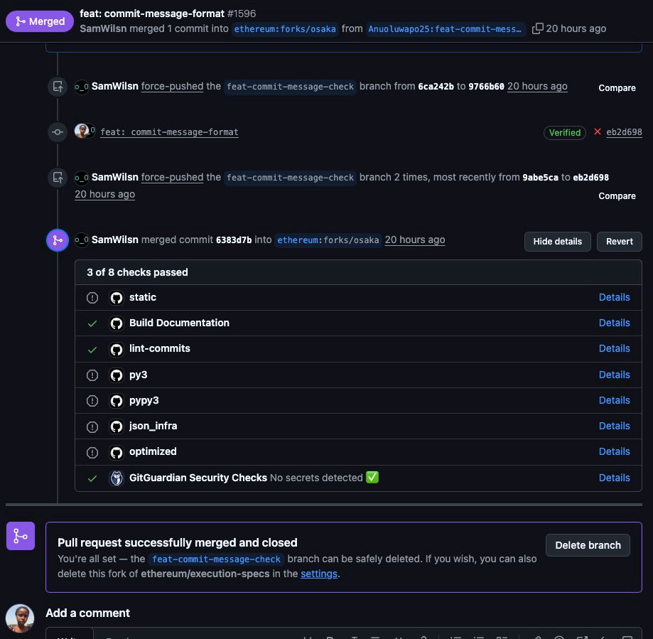 ali_anuoluwapo's tweet image. Currently part of the Women in Ethereum Protocol Cohort 4 @wiepteam, and it’s been such an incredible experience so far!
we’ve been learning about the ethereum layers and contributing to repos, and the most exciting part….. my PR got merged yesterday!!!
Huge milestone for me☺️