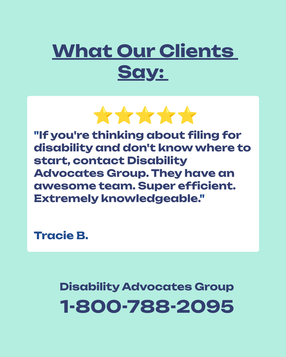 GetMeSSDI's tweet image. ⭐⭐⭐⭐⭐
“Don’t know where to start? Contact Disability Advocates Group. Awesome team. Super efficient. Extremely knowledgeable.” – Tracie B.
📞 800‑788‑2095
🌐ssdisabilityaccess.com

#SSDI #DisabilityHelp #ClientTestimonial #DAGCares #SSDIExperts