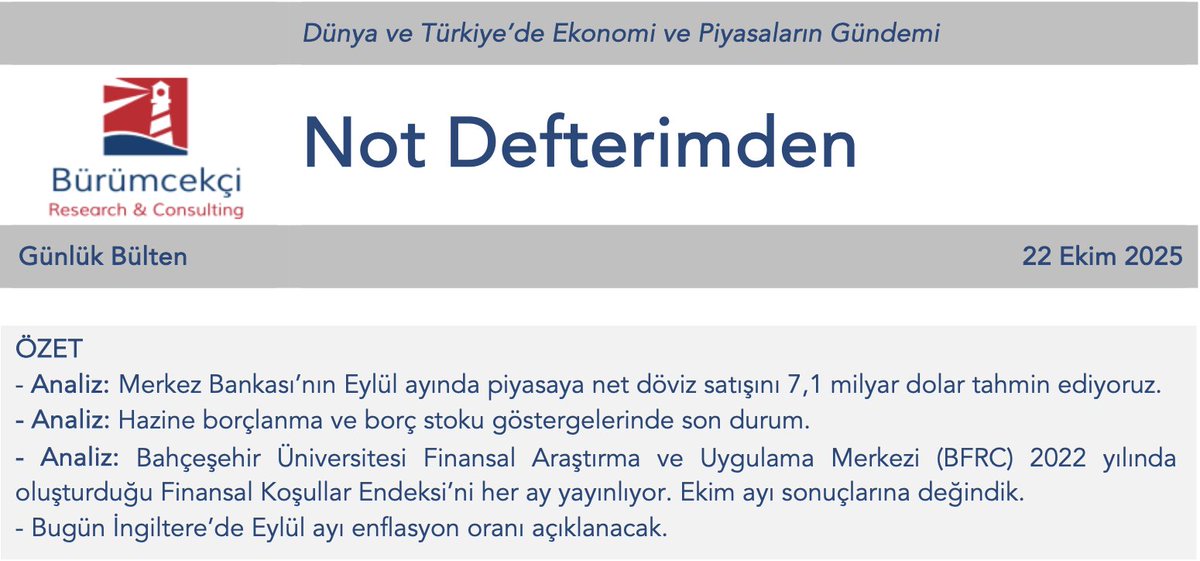 Bugünkü bültenimden ana başlıklar, daha fazla bilgi için; haluk@burumcekci.com burumcekci.com