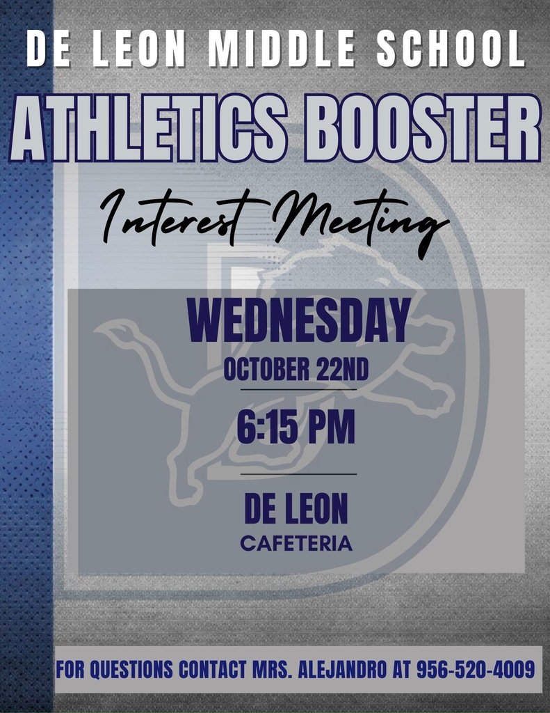 Lion Community…if interested in taking part in our Athletics Booster     Organization…attend our upcoming information meeting on Wednesday! See flyer for more information. #OnePride