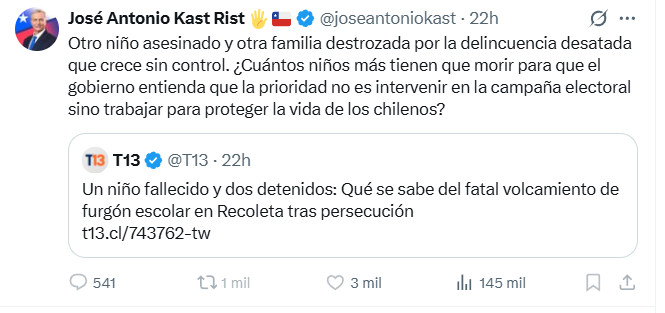 Siempre me han llamado la atención - algunos políticos cristianos - como separan moral política de moral cristiana, caso del schoenstattiano J.A. Kast, quien no duda en forzar la lectura política de una tragedia para llevar agua a su molino.