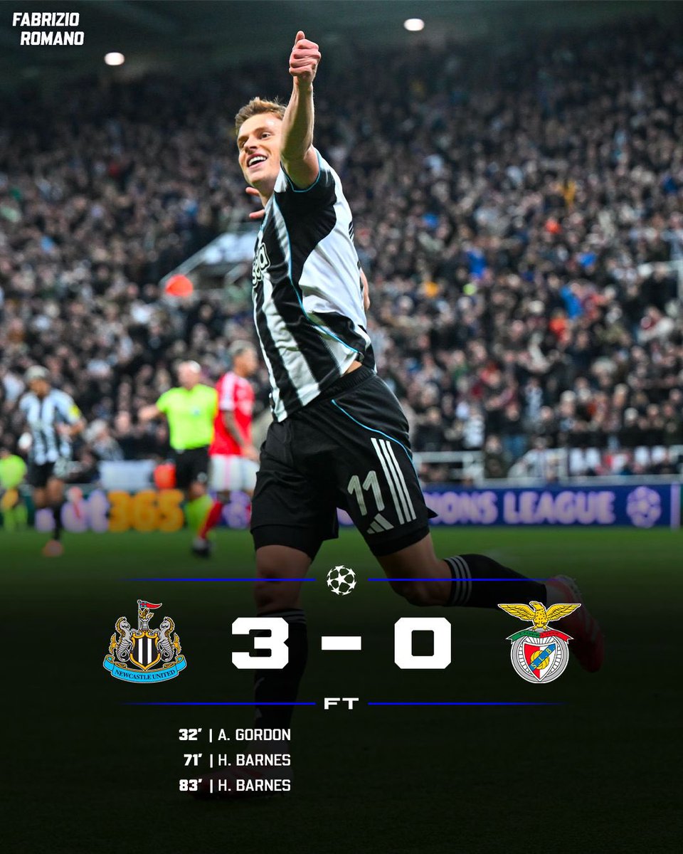 FabrizioRomano's tweet image. Newcastle make it 3 vs Benfica! ⚫️⚪️

Who’s been your Man of the Match?
