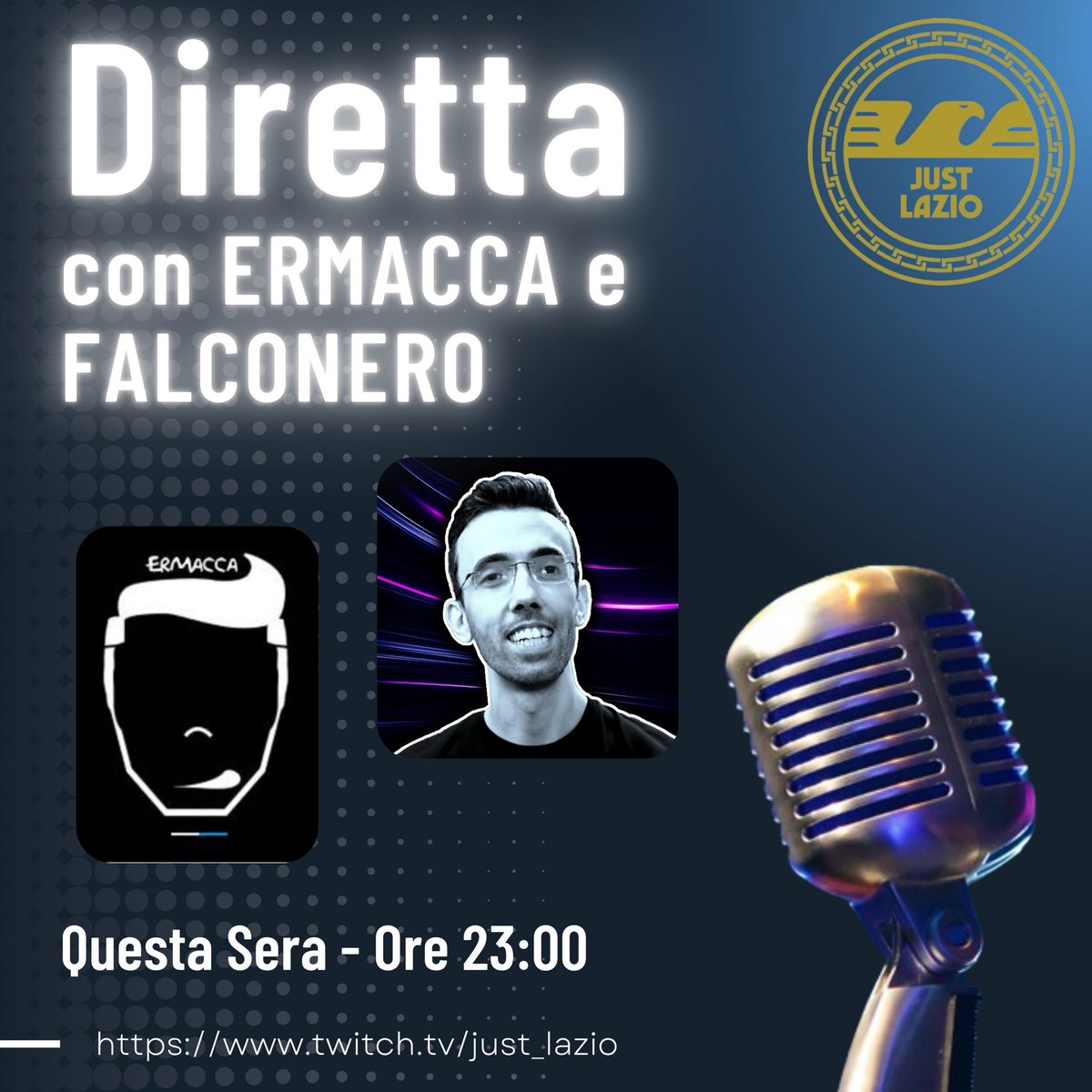 Questa sera è la sera! 
Adesso in live con ErMacca e Falconero.

twitch.tv/just_lazio