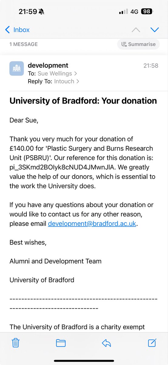 Dad’s funeral was 20 October. 
Instead of flowers we asked for donations to the Bradford Burns Unit, more information at the link).
If anyone wants to donate to the Burns Unit in dad’s honour, please select PSBRU - Plastic Surgery and Burns Research Unit.

intouch.bradford.ac.uk/alumni/public/…