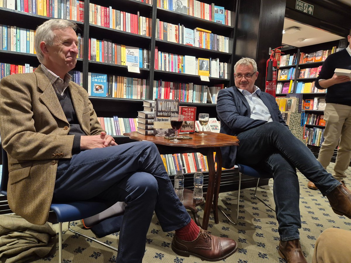 Great evening at <a href="/Hatchards/">Hatchards</a> listening to <a href="/robert_lyman/">Robert Lyman 🇺🇦</a> and <a href="/Roger_Moorhouse/">Roger Moorhouse 🇺🇦</a> discuss the U-Boat war. 

Looking forward to reading the book!