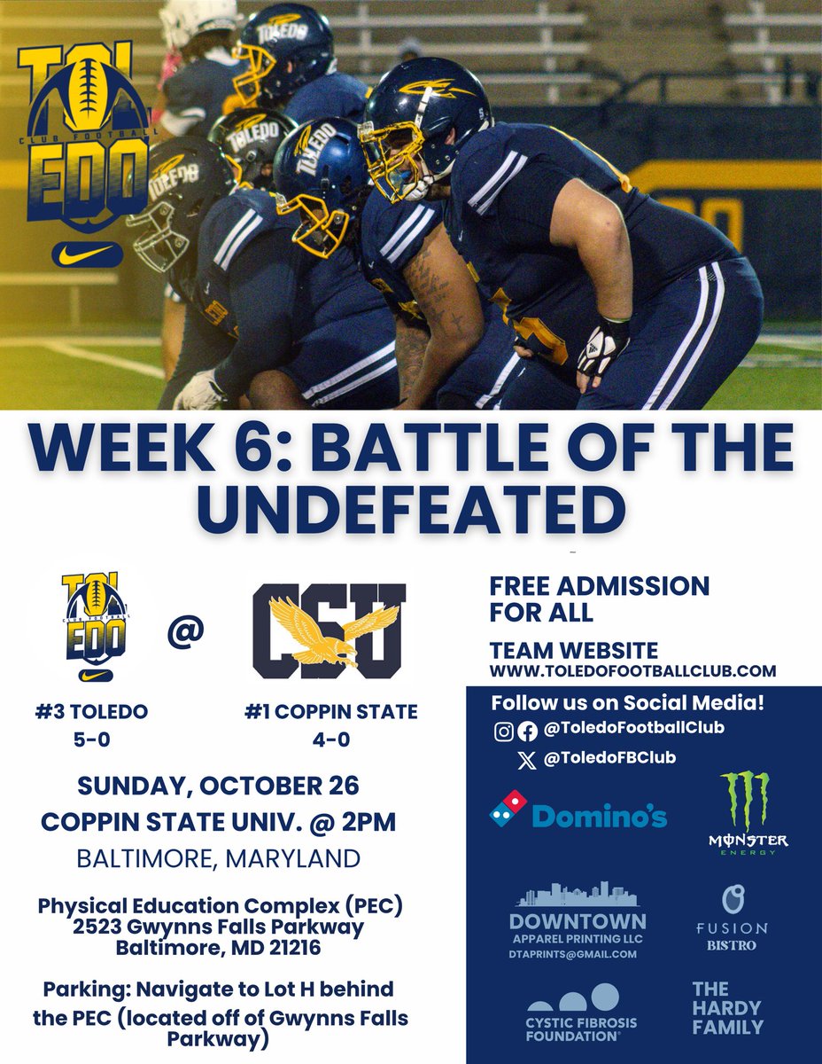 The #3 Rocket Club Football team will liftoff for Baltimore Maryland this weekend to take on the #1 team in the nation this weekend for a battle of undefeated teams 🚀

Our biggest test of the season up to this point! Go Rockets! 🚀