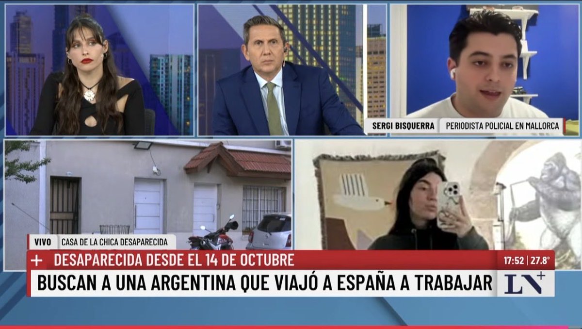 <a href="/clavecinsergi/">Sergi Bisquerra</a> interviene en <a href="/lanacionmas/">La Nación Más</a> para hablar sobre la desaparición de la joven argentina Paola Mariana Lens, de 26 años, en Mallorca. La última vez que su familia contactó con ella fue el pasado 14 de octubre.