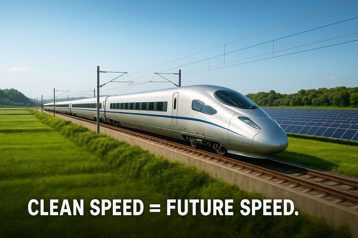 DataKiVani's tweet photo. 7/10 — The Green Drive 🌿
Electric. Clean. Silent.
High-speed trains cutting through solar fields & green plains.
Because #SustainableIndia rides on #CleanSpeed.
#GreenTransport #NetZero2047 #FutureSpeed
@HemanNamo https://t.co/5SrKAZpP8k