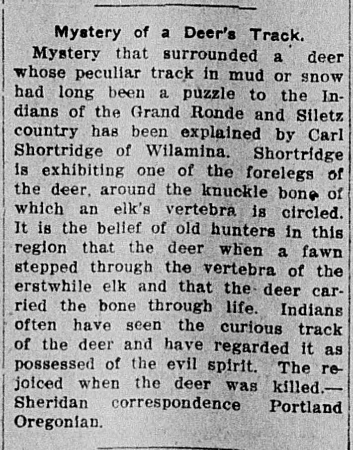 Mystery Of A Deer’s Track

The daily Gate City (Keokuk, Iowa), January 9, 1912