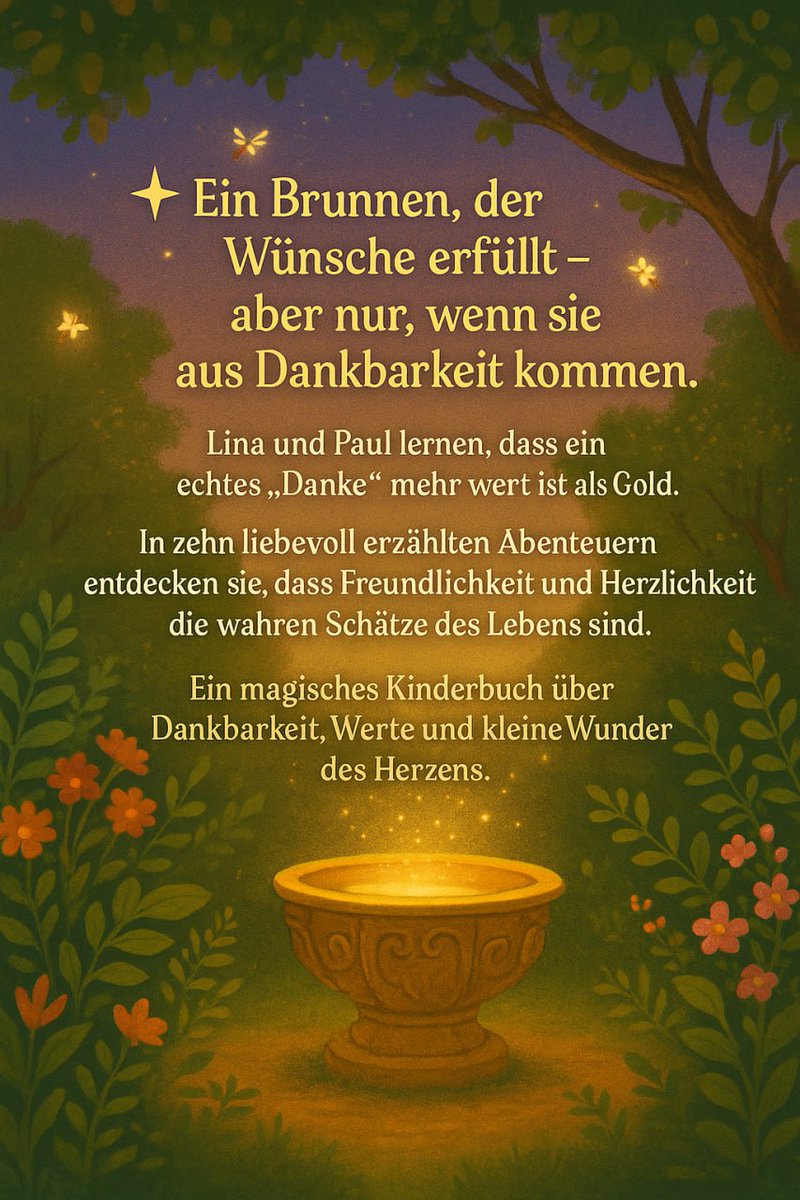 💫 Der Wunsch, der keiner war

(Band 9 )
Paul wünscht sich sehnlich ein neues Spielzeug – doch der magische Brunnen bleibt still. Erst, als er einem kleinen Mädchen hilft, erkennt er, was wahre Wünsche wirklich bedeuten. natuerlichdigital.tentary.com/p/ULsXTg