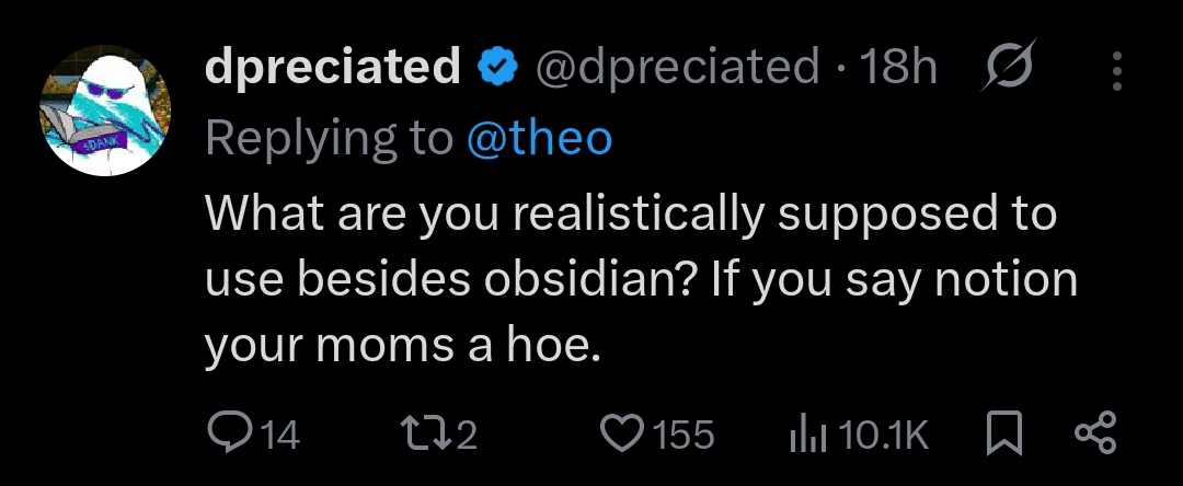 Another reason to use obsidian