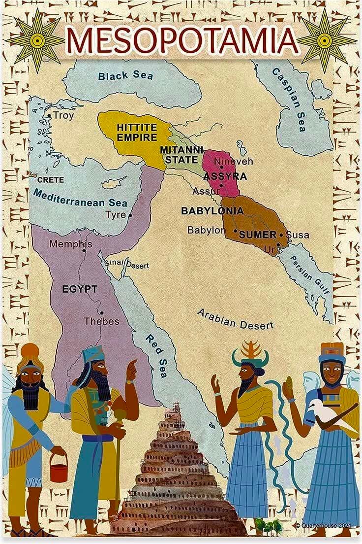 menavisualss's tweet image. A map showing the lands of Mesopotamia in 1450 BC.