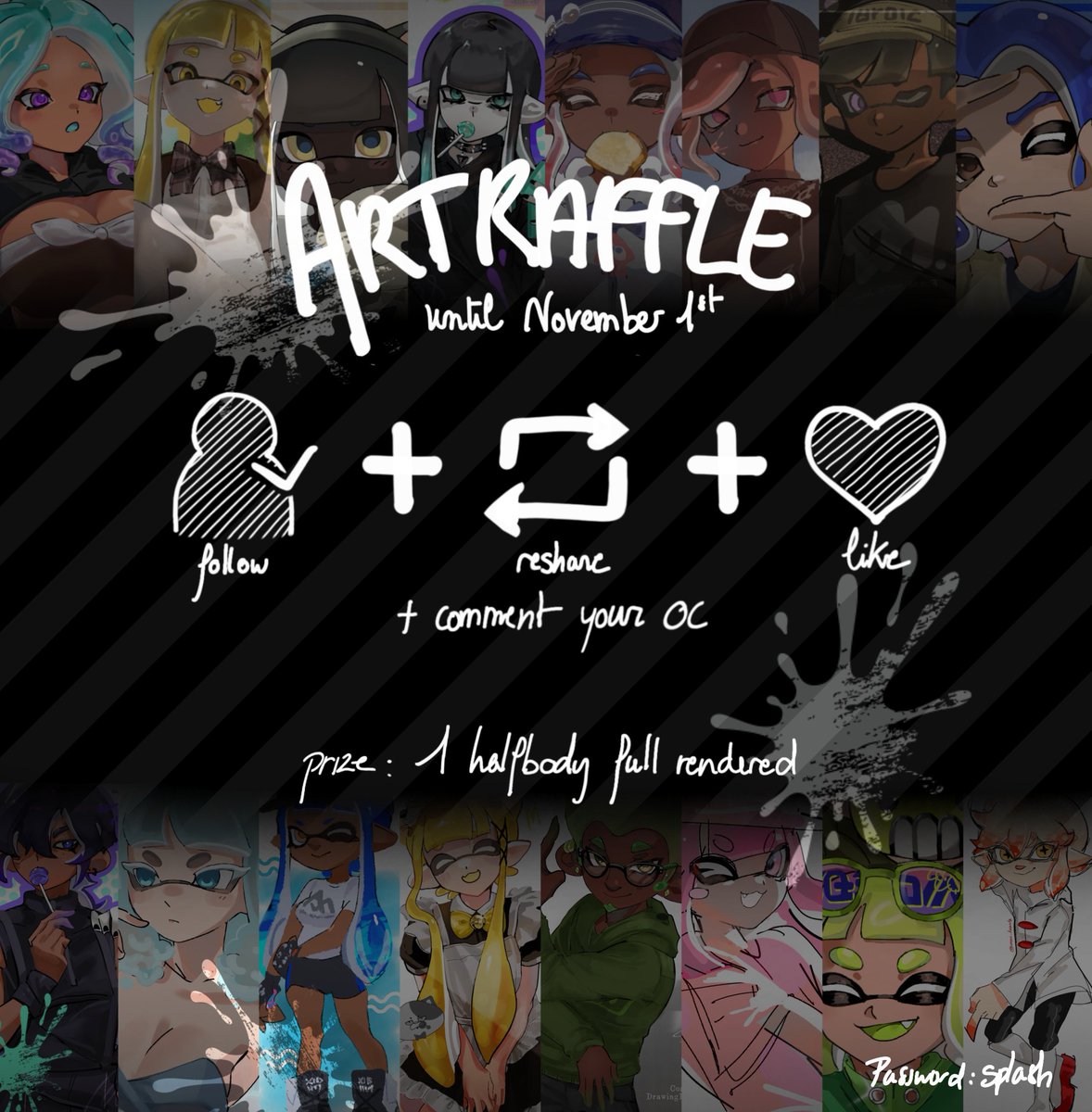 🦇 NEW ART RAFFLE 🦇

To enter : 
• Follow me
• Reshare this post 
• Like it and comment with your oc!
Prise: 1 Halfbody/Bust of your oc!

/!\ Deadline on November 1st 

#artraffle